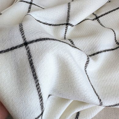 Plaid Winter Scarf Soft Warm Woven Long Shawl with Fringe Edges