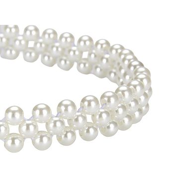 Womens Elastic Pearl Waist Belt with Center Pearl Accent