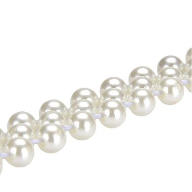 Womens Elastic Pearl Waist Belt with Center Pearl Accent