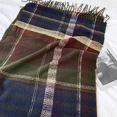 Plaid Pattern Soft Woven Winter Scarf with Cozy Texture