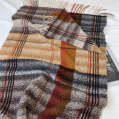 Plaid Pattern Soft Woven Winter Scarf with Cozy Texture