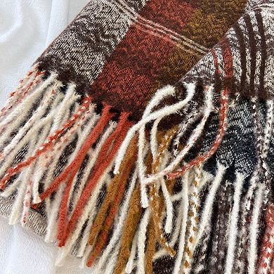Plaid Pattern Soft Woven Winter Scarf with Cozy Texture