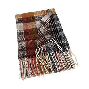 Plaid Pattern Soft Woven Winter Scarf with Cozy Texture