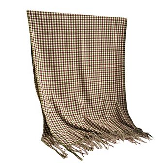 Plaid Winter Scarf Soft Cozy Woven Wrap with Fringe Edges