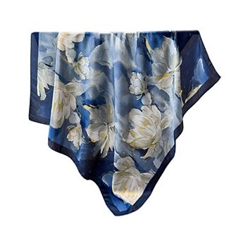 Women's Floral Print Satin Scarf Lightweight Square Wrap