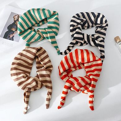 Striped Knit Scarf Lightweight Soft Stretch Fabric for Easy Styling