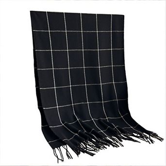 Plaid Winter Scarf Soft Warm Woven Long Shawl with Fringe Edges