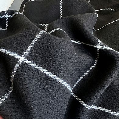 Plaid Winter Scarf Soft Warm Woven Long Shawl with Fringe Edges