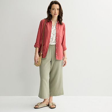 Women's Croft & Barrow Double Cloth Button Down Shirt