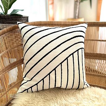 Organic Lines White Sadza Pillow Cover 46Cm (18")