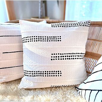 Boho Dots White Sadza Pillow Cover 46Cm (18")