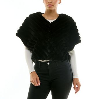 Women's Nina Leonard V-Neck Faux Fur Caplet