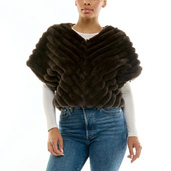 Women's Nina Leonard V-Neck Faux Fur Caplet