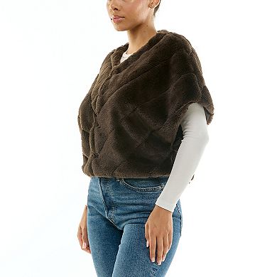 Women's Nina Leonard Faux Fur Wide Stripe Caplet