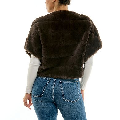 Women's Nina Leonard Faux Fur Wide Stripe Caplet