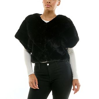 Women's Nina Leonard Faux Fur Wide Stripe Caplet