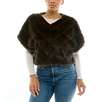 Women's Nina Leonard Faux Fur Wide Stripe Caplet