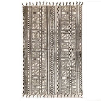 Monochrome Handprinted Cotton Rug (48'' x 72'')