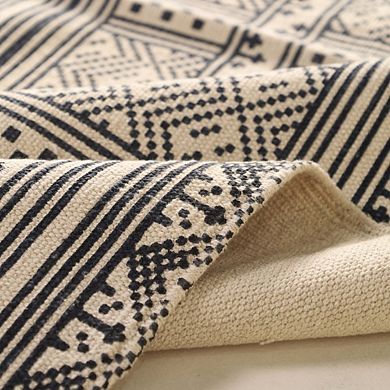 Monochrome Handprinted Cotton Rug (48'' x 72'')