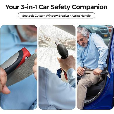 Car Assist Handle for Elderly 2-Pack Mobility Aid with Seatbelt Cutter & Window Breaker