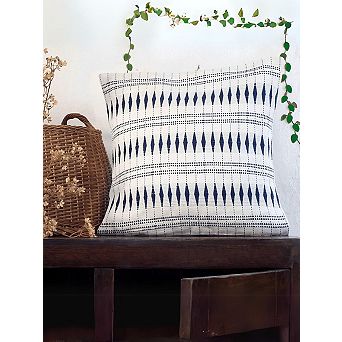 Monochrome Handwoven Pillow Cover (16" x 16")