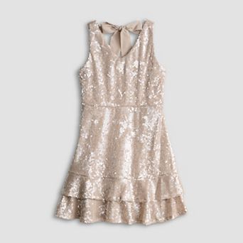 Girls 7-16 Poppies & Roses Sequin & Bow Double Tier Dress