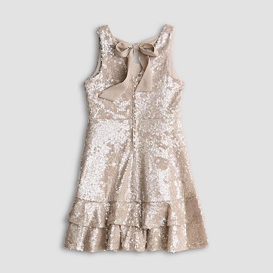 Girls 7-16 Poppies & Roses Sequin & Bow Double Tier Dress