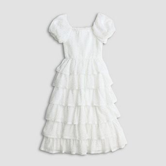 Girls 7-16 Poppies & Roses Glitter Crepe Chiffon Tiered Dress