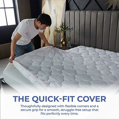 Mattress Pad, Soft Fitted Mattress Cover, Breathable Cooling Cover with Deep Pocket Fits Up to 14"