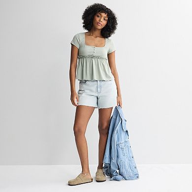 Juniors' madden girl Square Neck Babydoll Top