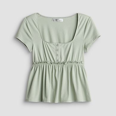 Juniors' madden girl Square Neck Babydoll Top
