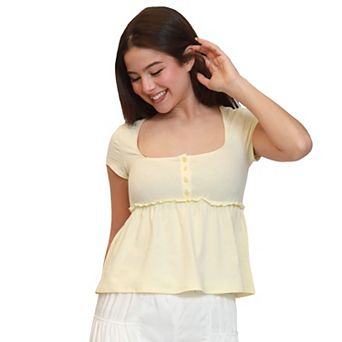 Juniors' madden girl Square Neck Babydoll Top