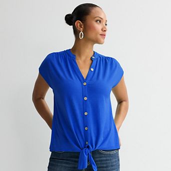 Women's Apt. 9® Tie Front Button-Up Top