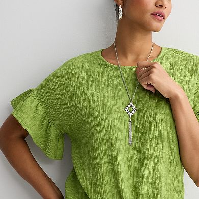 Women's Apt. 9® Ruffle Sleeve Tie Front Necklace Top