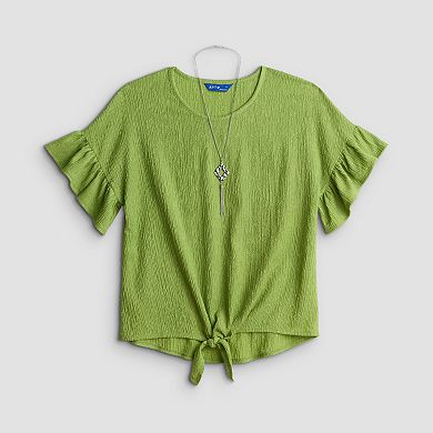Women's Apt. 9® Ruffle Sleeve Tie Front Necklace Top