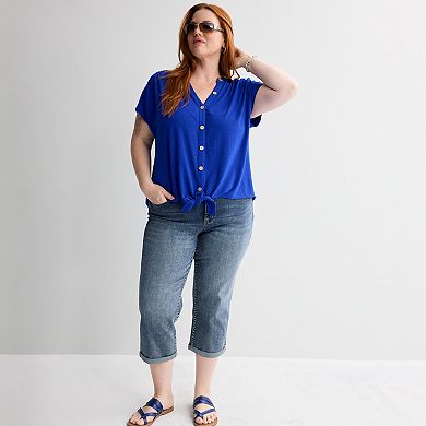 Plus Size Apt. 9® Tie Front Button-Up Shirt