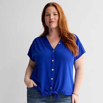 Plus Size Apt. 9® Tie Front Button-Up Shirt