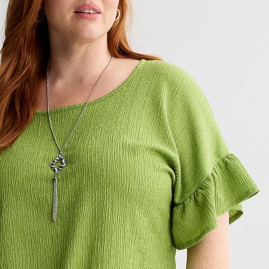 Plus Size Apt. 9® Ruffle Sleeve Tie Front Top