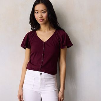 Women's LC Lauren Conrad Flutter Sleeve Top