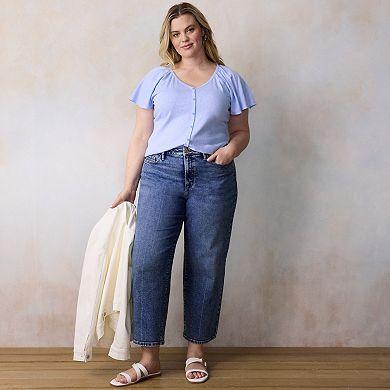 Plus Size LC Lauren Conrad Flutter Sleeve Top