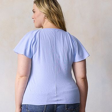 Plus Size LC Lauren Conrad Flutter Sleeve Top