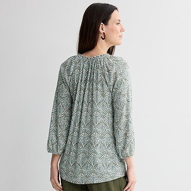 Women's Croft & Barrow® Smocked Neck Top