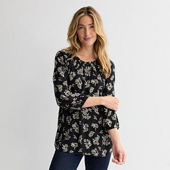 Women's Croft & Barrow® Smocked Neck Top