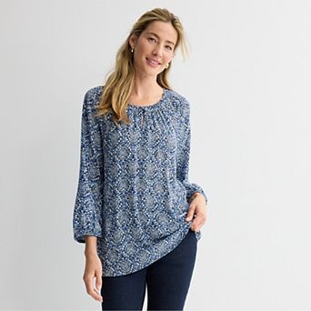 Women's Croft & Barrow® Smocked Neck Top