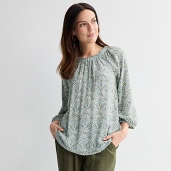 Women's Croft & Barrow® Smocked Neck Top