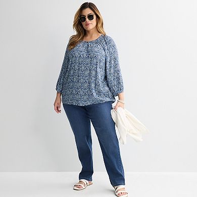 Plus Size Croft & Barrow® Smocked Neck Top