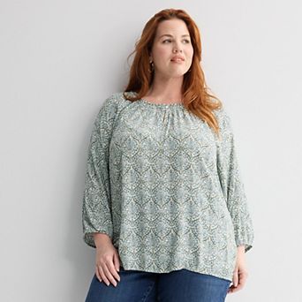 Plus Size Croft & Barrow® Smocked Neck Top