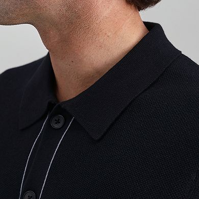 Men's Haggar® Short Sleeve Button Front Retro Knit Polo Sweater