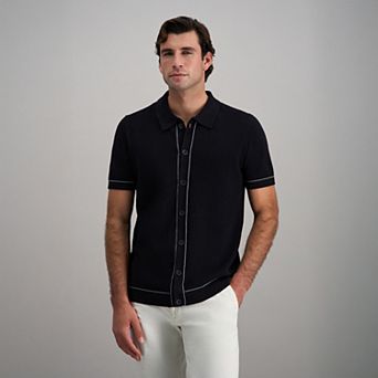 Men's Haggar® Short Sleeve Button Front Retro Knit Polo Sweater