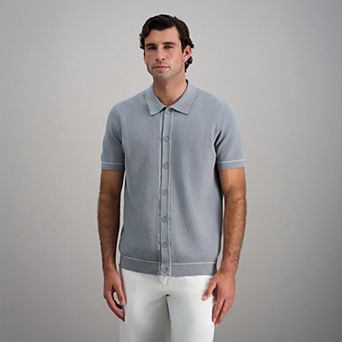Men's Haggar® Short Sleeve Button Front Retro Knit Polo Sweater